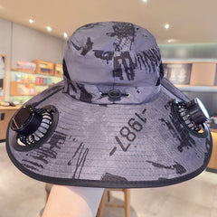Solar Powered Fan Brim Hat Men’s Outdoor Sunshade Hat