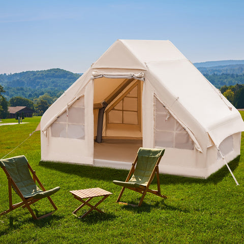 Inflatable Camping Tent 2/4/6 Person Family Glamping Shelter Beige