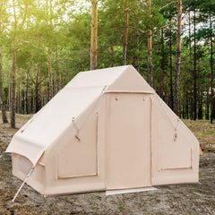 Inflatable Camping Tent 2/4/6 Person Family Glamping Shelter Beige