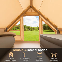Inflatable Camping Tent 2/4/6 Person Family Glamping Shelter Beige