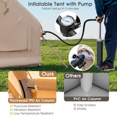 Inflatable Camping Tent 2/4/6 Person Family Glamping Shelter Beige