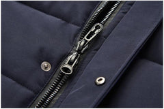 Men’s Long Winter Hooded Coat Thick Warm Windproof Jacket