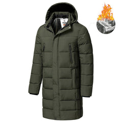Men’s Long Winter Hooded Coat Thick Warm Windproof Jacket