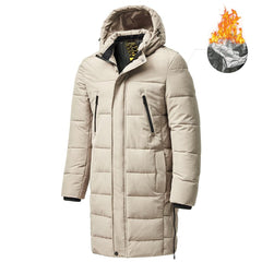 Men’s Long Winter Hooded Coat Thick Warm Windproof Jacket