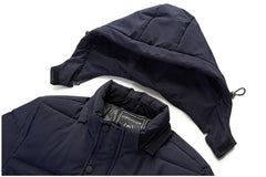 Men’s Long Winter Hooded Coat Thick Warm Windproof Jacket