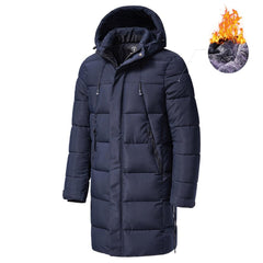 Men’s Long Winter Hooded Coat Thick Warm Windproof Jacket
