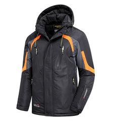 Men’s Blue Winter Ski Jacket Warm Waterproof Fleece Hooded
