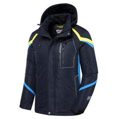 Men’s Blue Winter Ski Jacket Warm Waterproof Fleece Hooded