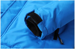 Men’s Blue Winter Ski Jacket Warm Waterproof Fleece Hooded