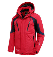 Men’s Blue Winter Ski Jacket Warm Waterproof Fleece Hooded