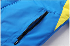 Men’s Blue Winter Ski Jacket Warm Waterproof Fleece Hooded