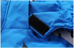 Men’s Blue Winter Ski Jacket Warm Waterproof Fleece Hooded