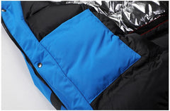 Men’s Blue Winter Ski Jacket Warm Waterproof Fleece Hooded