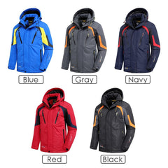 Men’s Blue Winter Ski Jacket Warm Waterproof Fleece Hooded
