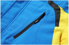 Men’s Blue Winter Ski Jacket Warm Waterproof Fleece Hooded