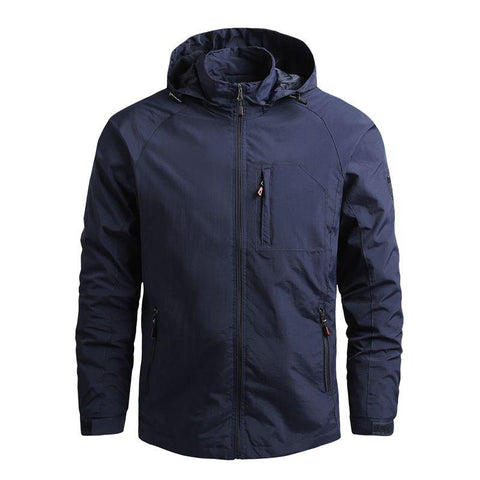 Men Outdoor Hiking Jackets Waterproof Hooded Windbreaker Coat Vintage New Fashion Design Hooded Lightweight Jacket For Men Autumn New Casual Jacket Tactical Men Jackets 5XL