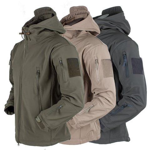 Men’s Outdoor Fleece Jacket Waterproof Windproof Thermal Hooded Coat