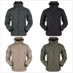 Men’s Outdoor Fleece Jacket Waterproof Windproof Thermal Hooded Coat