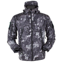 Men’s Outdoor Fleece Jacket Waterproof Windproof Thermal Hooded Coat