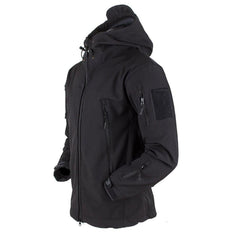 Men’s Outdoor Fleece Jacket Waterproof Windproof Thermal Hooded Coat