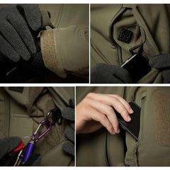 Men’s Outdoor Fleece Jacket Waterproof Windproof Thermal Hooded Coat
