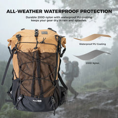 30-35L Lightweight Waterproof Hiking Backpack Large Capacity Outdoor Daypack