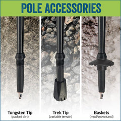 Official Casual Trek Hiking Walking Poles Pair with Travel Bag