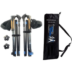 Travel Folding Walking Hiking Poles with Rubber Feet Baskets Bag